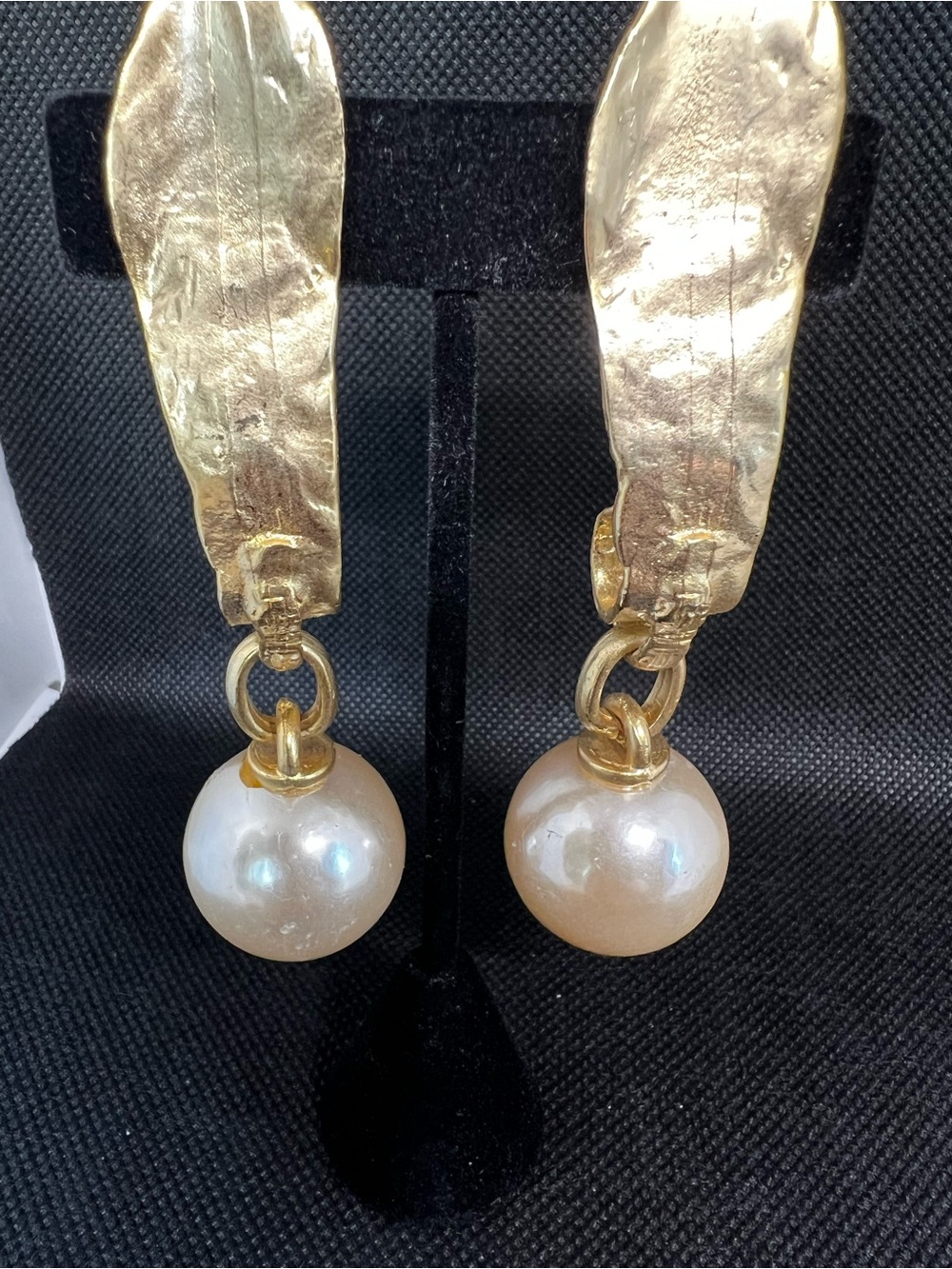Gold-Tone Pearl Drop Earrings - Women Jewelry- Vintage 80-90 New old stock